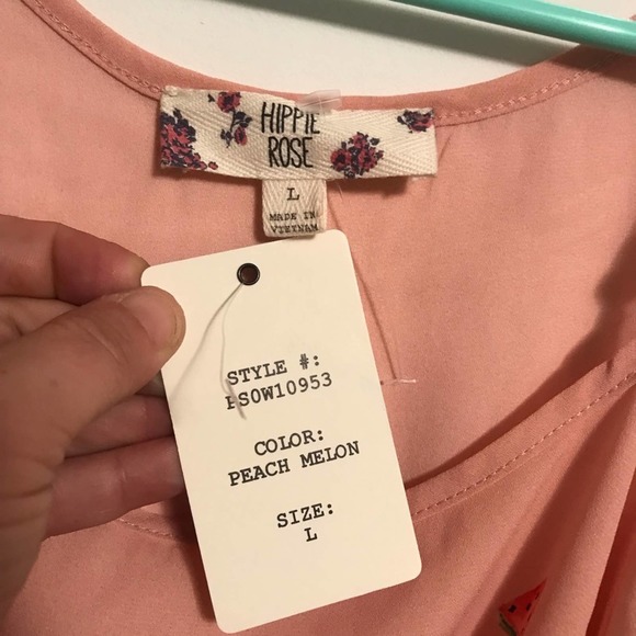 Hippie Rose Knot Twist Front Peach Melon Tank Top - Picture 4 of 4